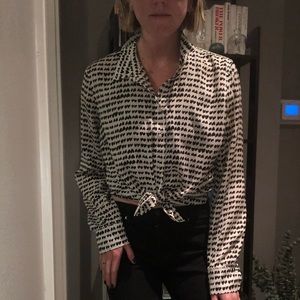 Black and white silky JCrew button down